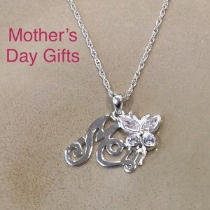 Sterling Silver & CZ Mom Butterfly Pendant